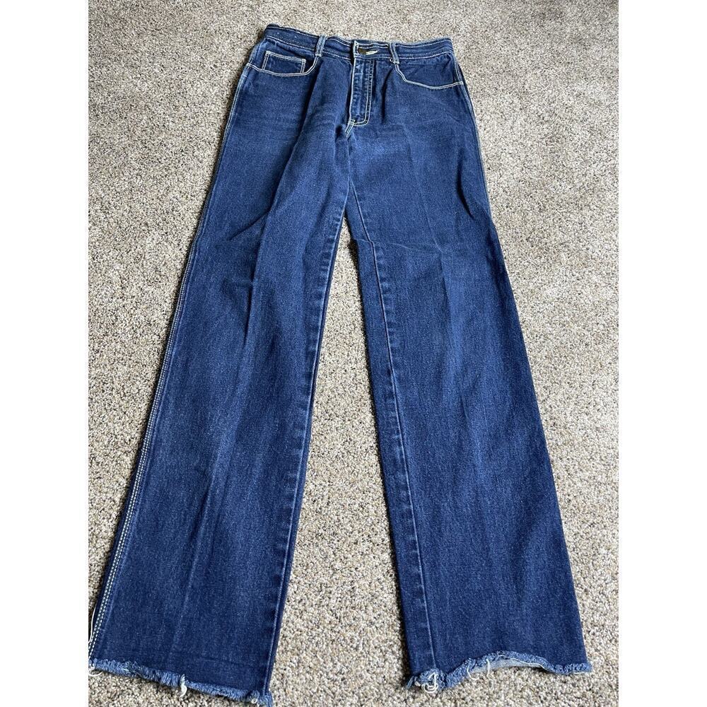 Vintage 80s 90s Alessio Jeans Long Western Medium Wash Jeans Cowboy 27 X 31